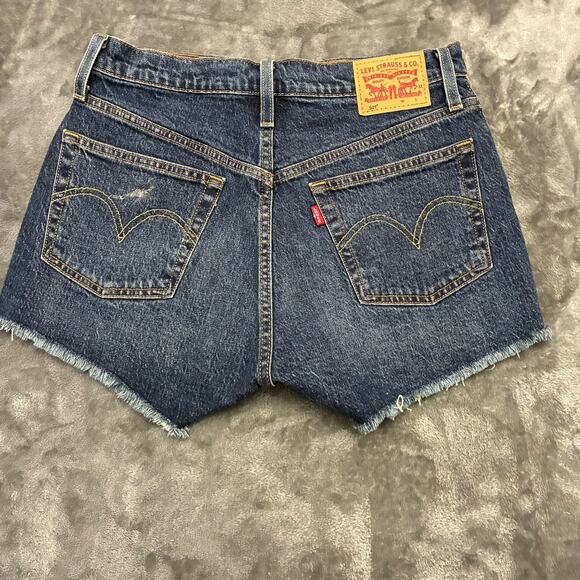 Vintage Levis 501 Jeans Shorts Womens Sz.27 Blue Button Fly Raw Hem Daisy Dukes - Picture 4 of 10